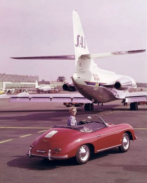 Vintage Porsche publicity photo for the new Convertible D model
